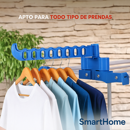 Tender Vertical 3 Niveles De Pie Colgador Ropa Con Ruedas Portatil Color Blanco Y Azul SmartHome