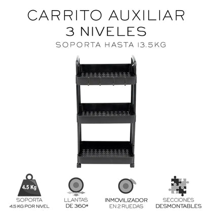 Carrito Organizador Auxiliar Multiuso Cocina Estantes Ruedas Smarthome