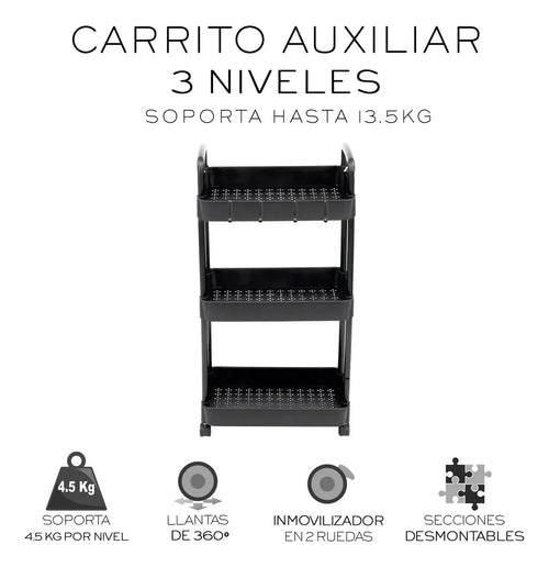 Carrito Organizador Auxiliar Multiuso Cocina Estantes Ruedas Smarthome