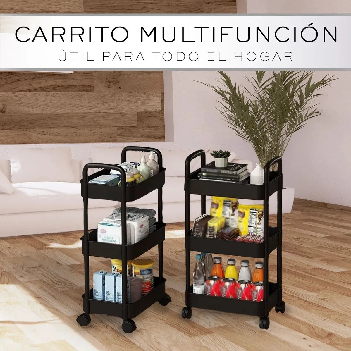 Carrito Organizador Auxiliar Multiuso Cocina Estantes Ruedas Smarthome