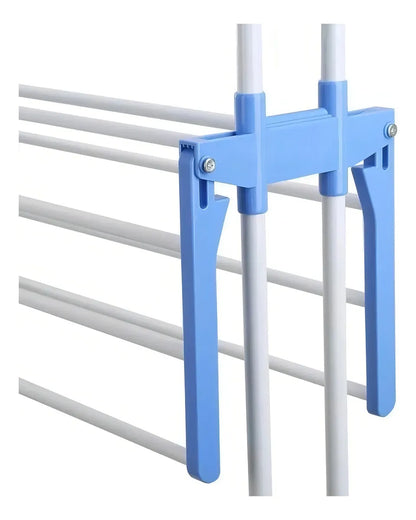 Tender Vertical 3 Niveles De Pie Colgador Ropa Con Ruedas Portatil Color Blanco Y Azul SmartHome