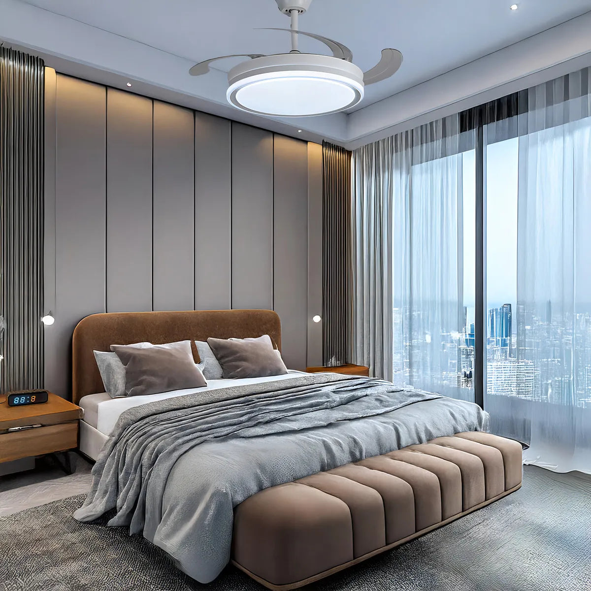 Ventilador Vitta De Techo Retractil C/luz Calida Y Fria 6 Velocidades 4 Aspas Blanco Diámetro 46Cm Smarthome