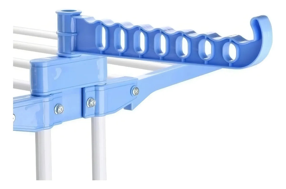 Tender Vertical 3 Niveles De Pie Colgador Ropa Con Ruedas Portatil Color Blanco Y Azul SmartHome